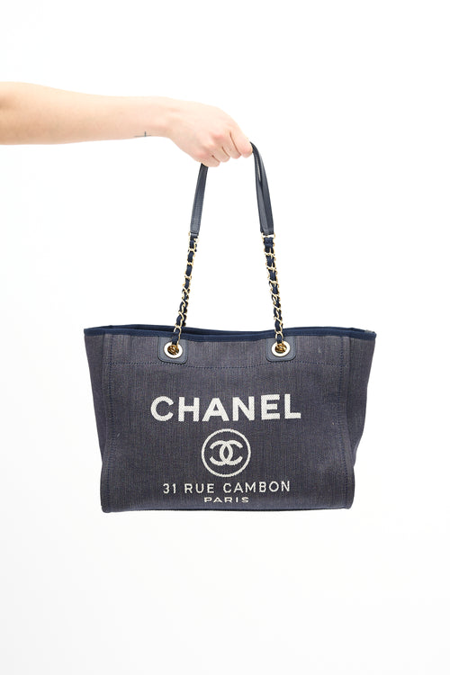 Chanel 2012 Blue Denim Small Deauville Tote Bag