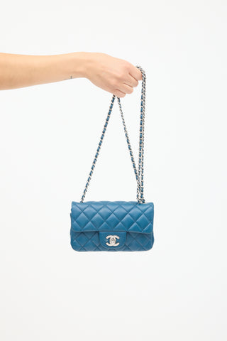 Chanel 2012 Teal Leather CC Rectangle Mini Crossbody Bag