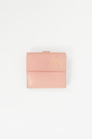 Chanel 2012 Pink & Gold Camellia Bifold Wallet