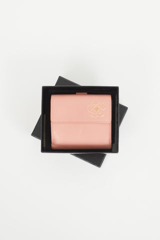 Chanel 2012 Pink & Gold Camellia Bifold Wallet
