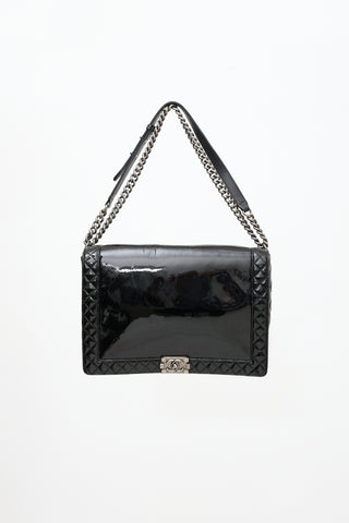 Chanel 2013 - 2014 Patent Large Reverso Boy Bag