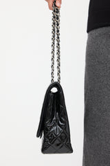 Chanel 2013 Black Patent Leather Double Flap Jumbo Bag