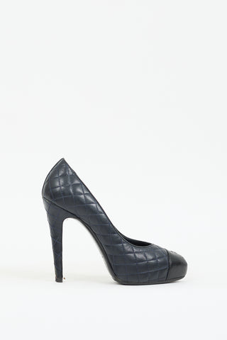 Chanel 2013 Black Quilted Leather CC Pump