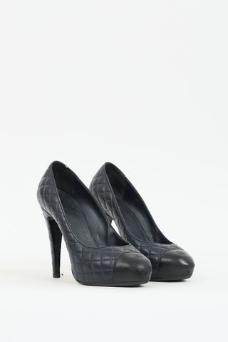 Chanel 2013 Black Quilted Leather CC Pump