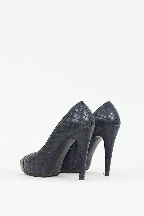 Chanel 2013 Black Quilted Leather CC Pump