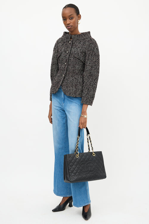 Chanel 2017 Black Caviar Grand Shopping Tote Bag