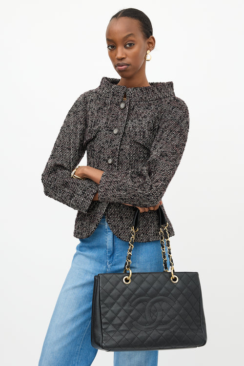Chanel 2018 Black Caviar Grand Shopping Tote Bag