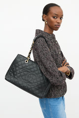 Chanel 2015 Black Caviar Grand Shopping Tote Bag