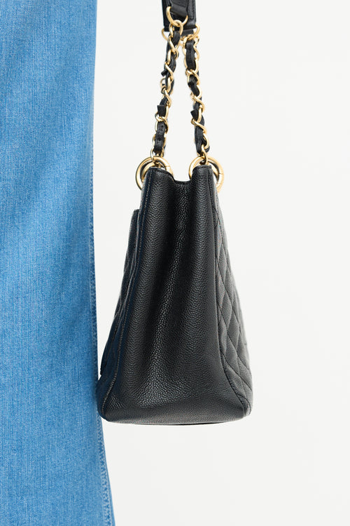 Chanel 2020 Black Caviar Grand Shopping Tote Bag