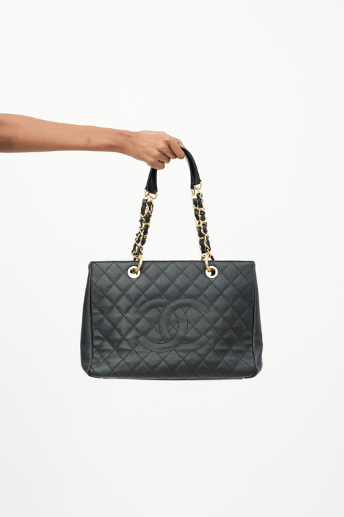 Chanel 2014 Black Caviar Grand Shopping Tote Bag
