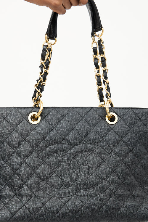 Chanel 2021 Black Caviar Grand Shopping Tote Bag