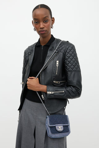 Chanel 2014 Denim Classic Flap Mini Medallion Bag