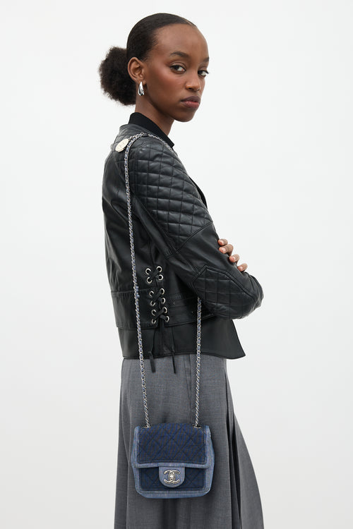 Chanel 2014 Denim Classic Flap Mini Medallion Bag