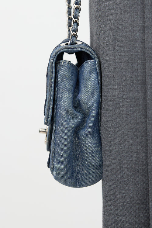 Chanel 2014 Denim Classic Flap Mini Medallion Bag