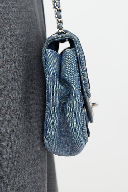 Chanel 2014 Denim Classic Flap Mini Medallion Bag