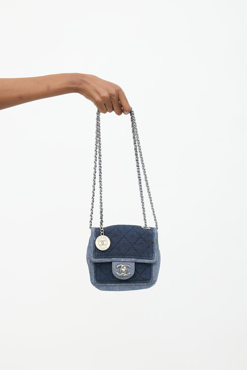 Chanel 2014 Denim Classic Flap Mini Medallion Bag