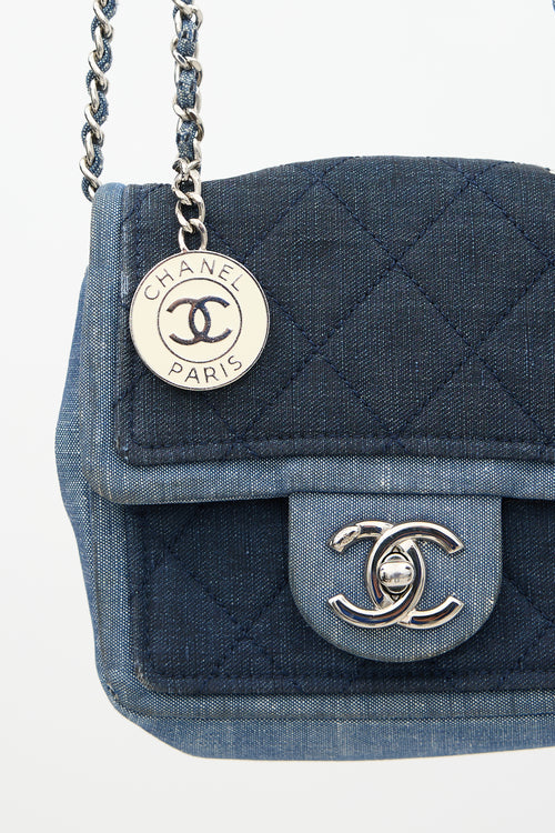 Chanel 2014 Denim Classic Flap Mini Medallion Bag