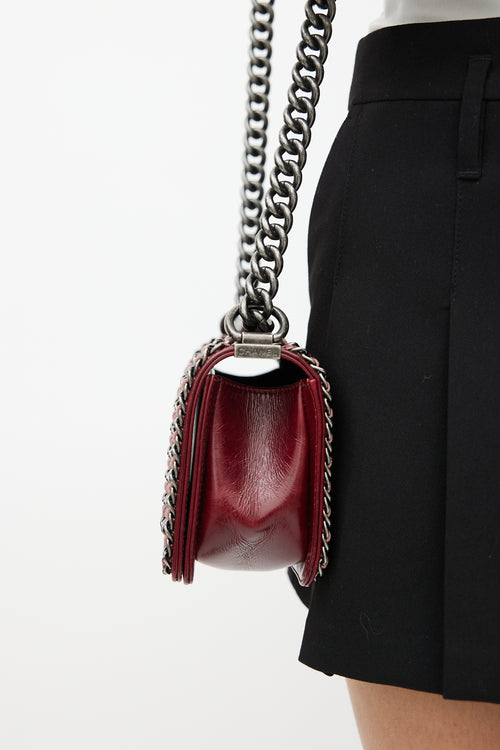 Chanel 2014s Burgundy Quilted Leather Boy Shoulder Bag