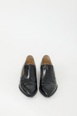 Chanel 2015 Black Leather Interlocking CC Logo Loafer
