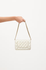 Chanel 2016 Gold Quilted Metallic Leather Wallet On Chain Bag