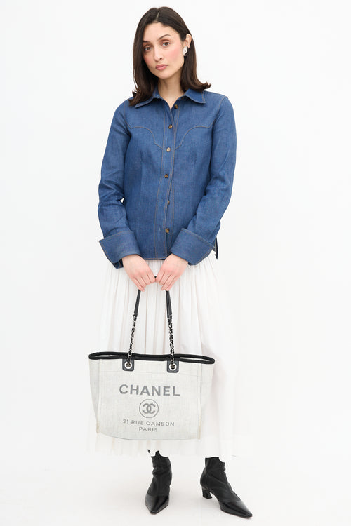 Chanel 2016 Grey Woven Small Deauville Tote Bag