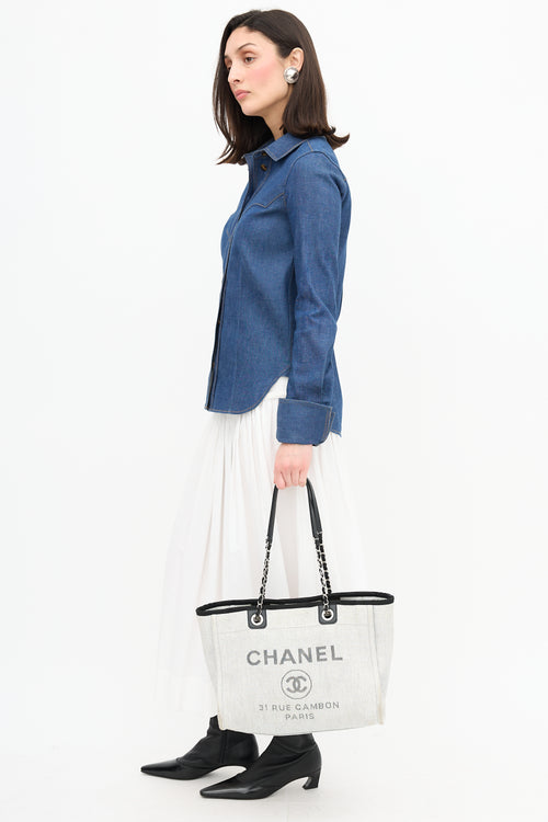 Chanel 2016 Grey Woven Small Deauville Tote Bag