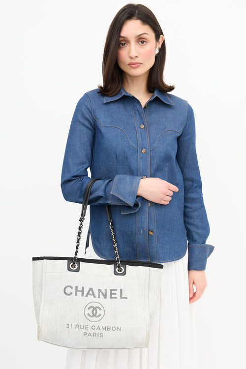 Chanel 2016 Grey Woven Small Deauville Tote Bag