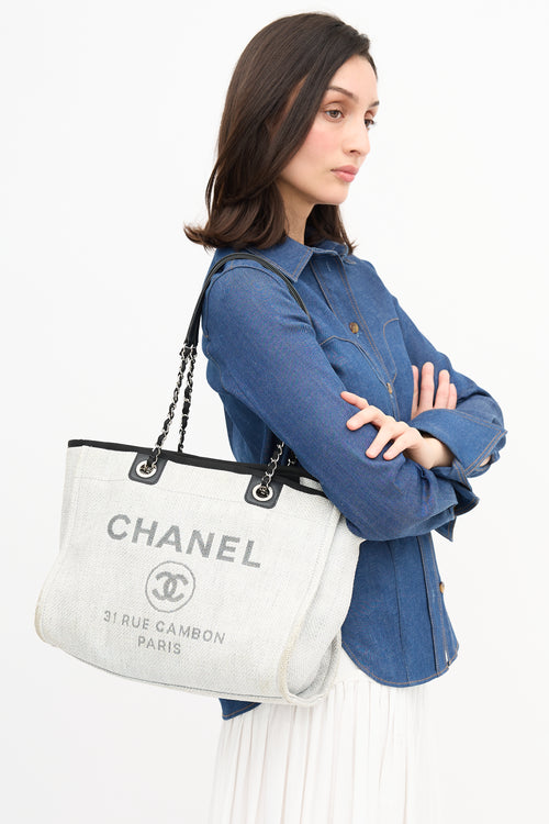 Chanel 2016 Grey Woven Small Deauville Tote Bag