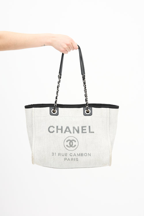 Chanel 2016 Grey Woven Small Deauville Tote Bag