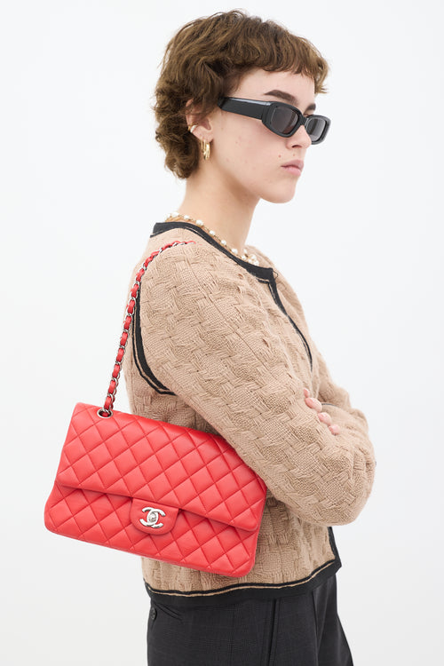 Chanel 2016 Red Leather Medium Double Flap Bag