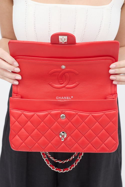 Chanel 2016 Red Leather Medium Double Flap Bag