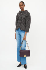 Chanel 2020 Dark Purple Quilted Leather Medium Boy Bag