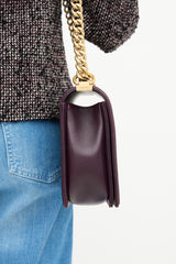 Chanel 2024 Dark Purple Quilted Leather Medium Boy Bag