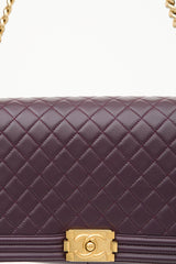 Chanel 2025 Dark Purple Quilted Leather Medium Boy Bag