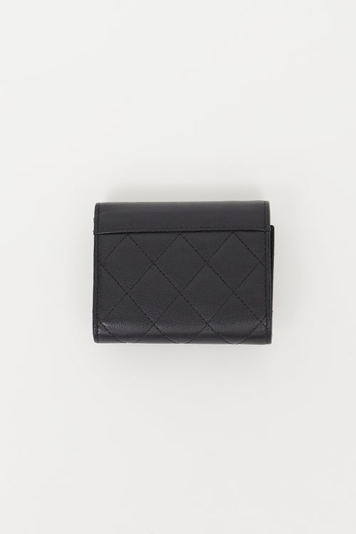 Chanel 2017 Black Quilted Compact Flap Wallet