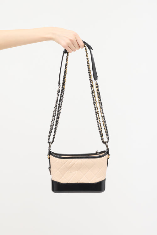 Chanel 2020 Black & Beige Leather Small Gabrielle Bag