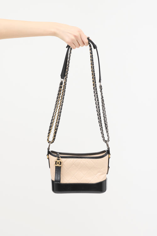 Chanel 2018 Black & Beige Leather Small Gabrielle Bag