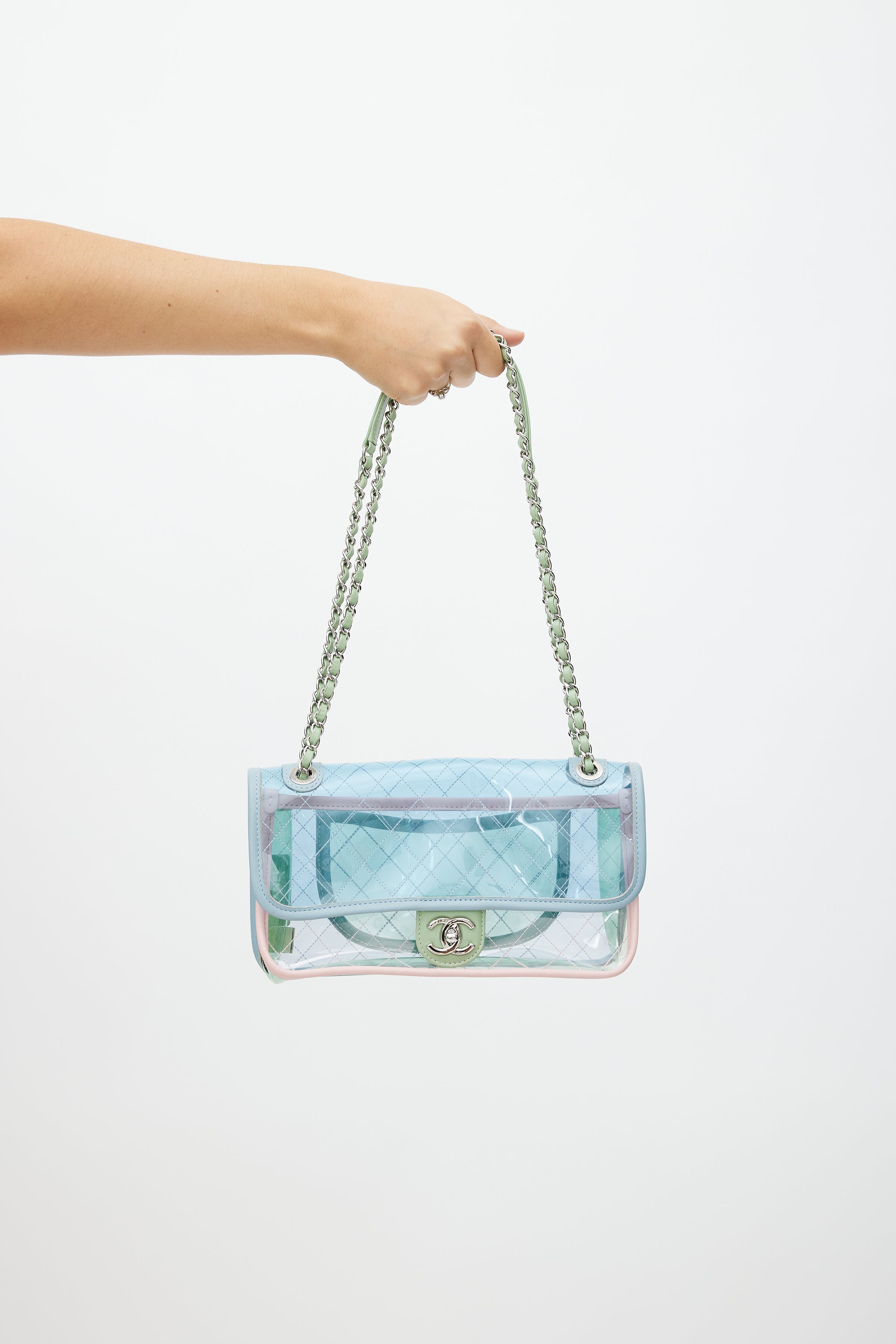 Chanel Blue Transparent Quilted PVC Coco Splash Small Flap Bag