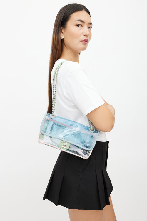 Chanel 2018 Blue PVC Coco Splash Mini Shoulder Bag