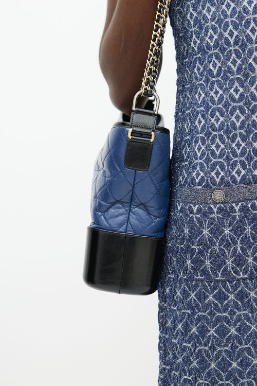 Chanel 2018  Navy & Black Quilted Gabrielle Shoulder Bag
