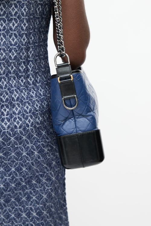 Chanel 2018 Navy & Black Quilted Gabrielle Shoulder Bag