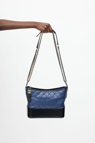 Chanel 2018 Navy & Black Quilted Gabrielle Shoulder Bag