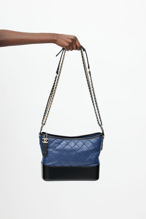 Chanel 2018 Navy & Black Quilted Gabrielle Shoulder Bag