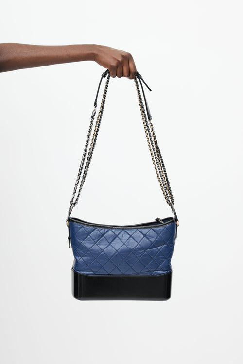 Chanel 2018  Navy & Black Quilted Gabrielle Shoulder Bag