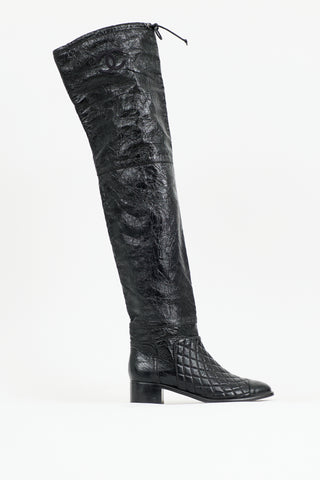 Chanel 2018 Leather CC Thigh Boot