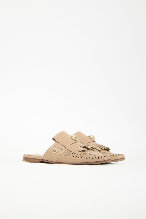 Chanel 2018 Leather Fringe CC Mule