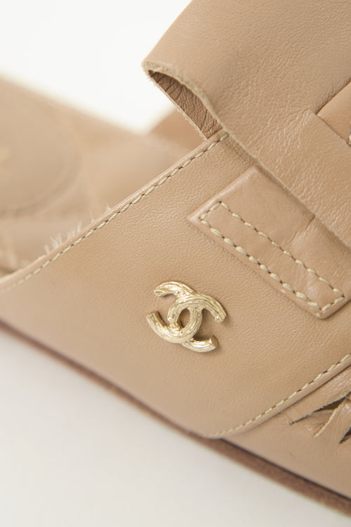 Chanel 2018 Leather Fringe CC Mule