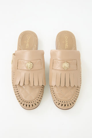Chanel 2018 Leather Fringe CC Mule