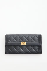 Chanel 2018 Quilted Leather Boy Continental Wallet