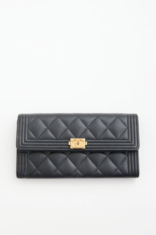 Chanel 2018 Quilted Leather Boy Continental Wallet